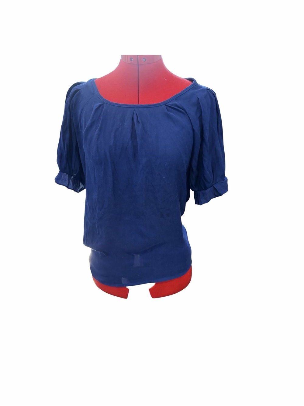 Express Navy Blue Short Puff Sleeve Blouse